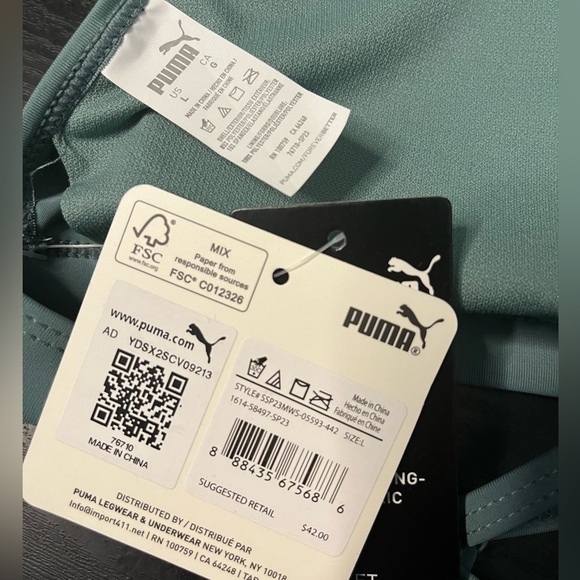 Puma Lined Stretch Fabric Bikini Swimsuit Bottom - Picture 6 of 7